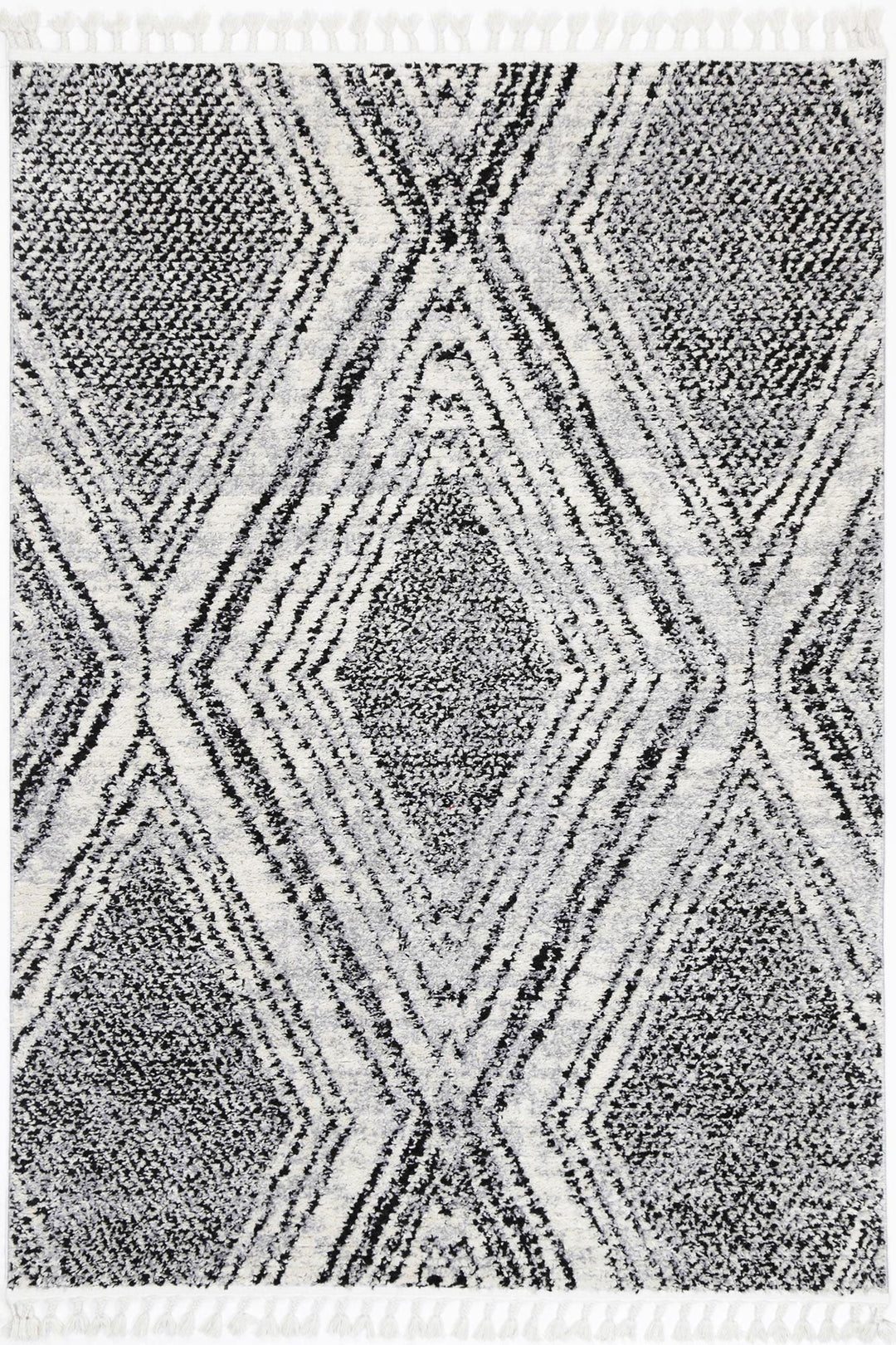 Mansour Harlequin Black & White Geometric Rug - 6BWHI