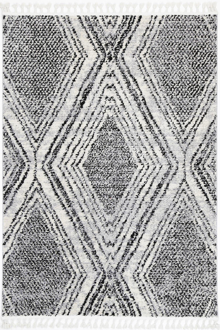 Mansour Harlequin Black & White Geometric Rug - 6BWHI