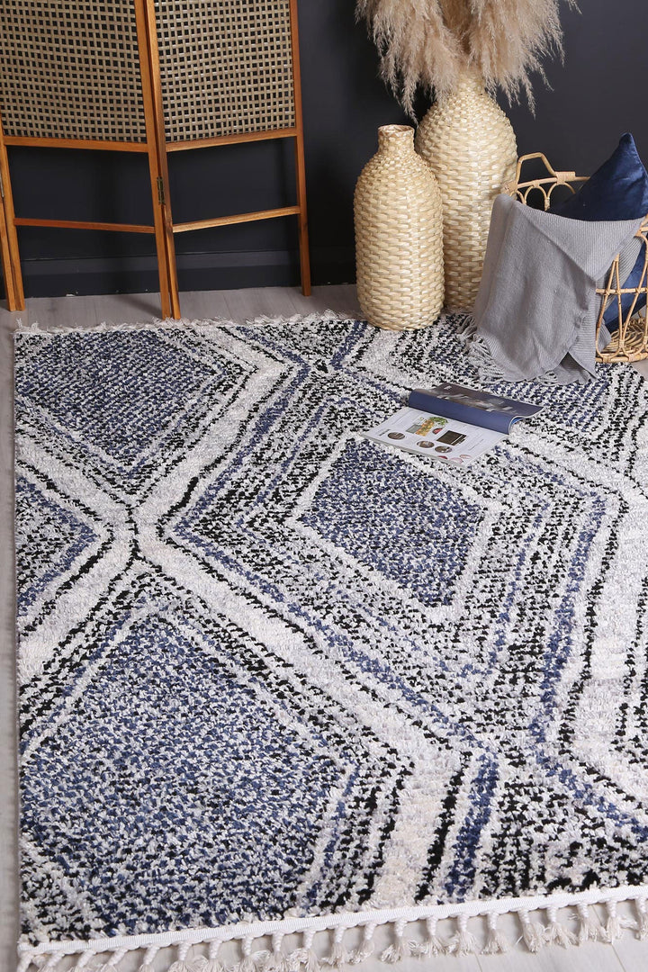 Mansour Harlequin Blue Geomteric Rug - 7BLUE