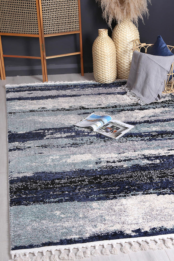 Mansour Horizon Blue Abstract Rug - 8BLUE