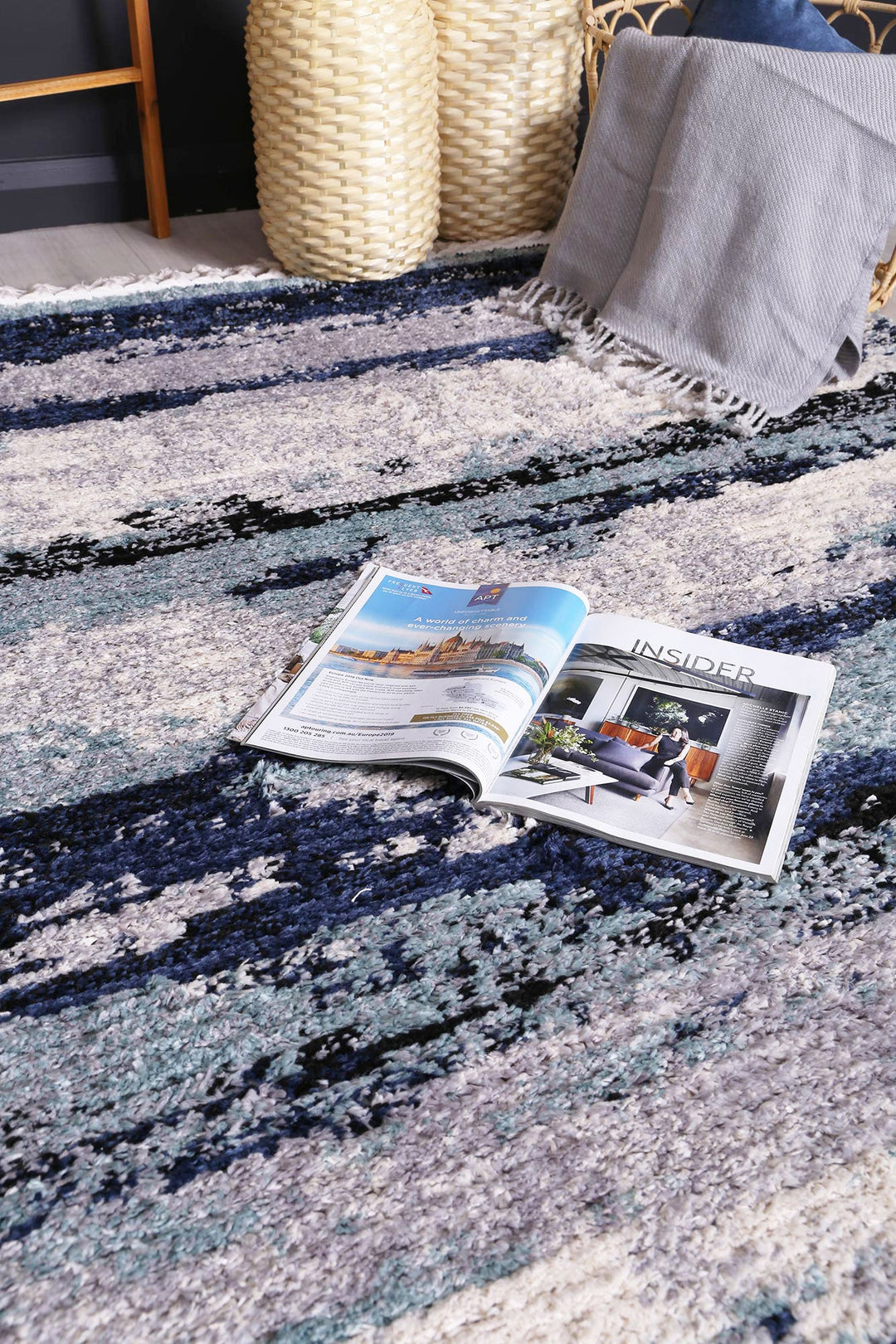 Mansour Horizon Blue Abstract Rug - 8BLUE
