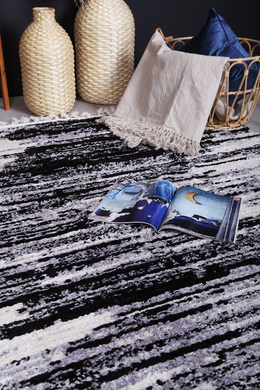 Mansour Acid Wash Grey Abstract Rug - 9GREY