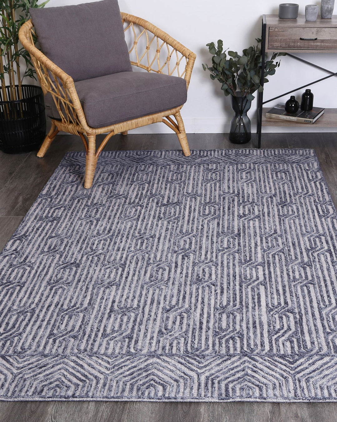 Marbella Almeria Blue Contemporary Rug - 60215LGRY
