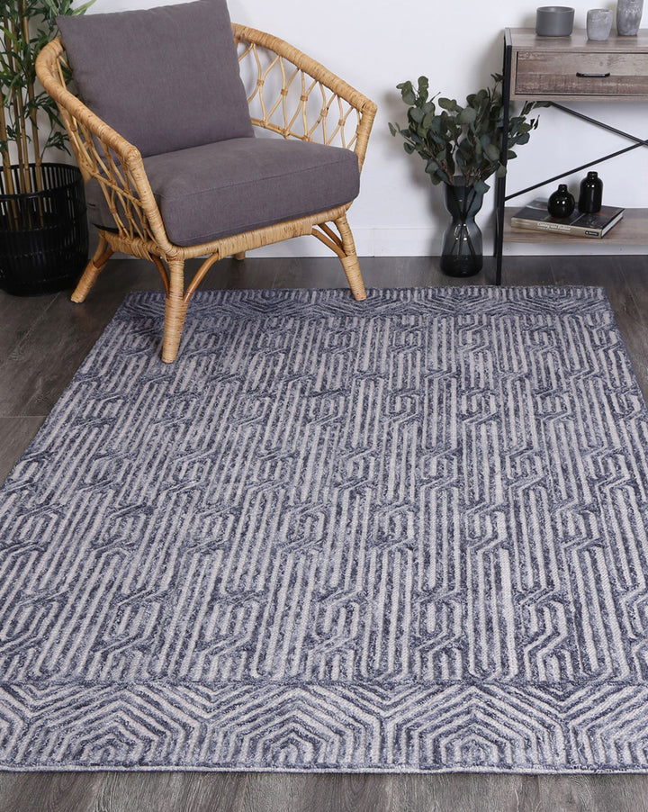 Marbella Almeria Blue Contemporary Rug - 60215LGRY