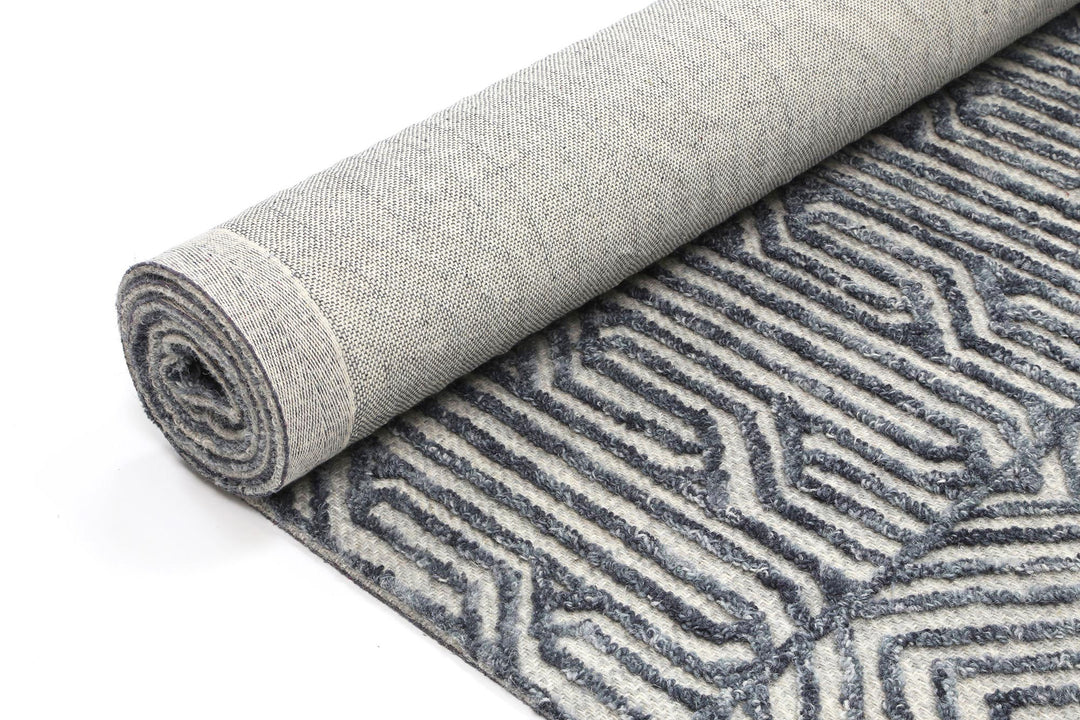 Marbella Almeria Blue Contemporary Rug - 60215LGRY