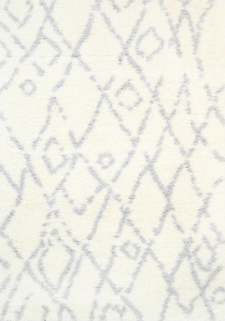 Moroccan Cream and Silver Fes Rug - 1909 695