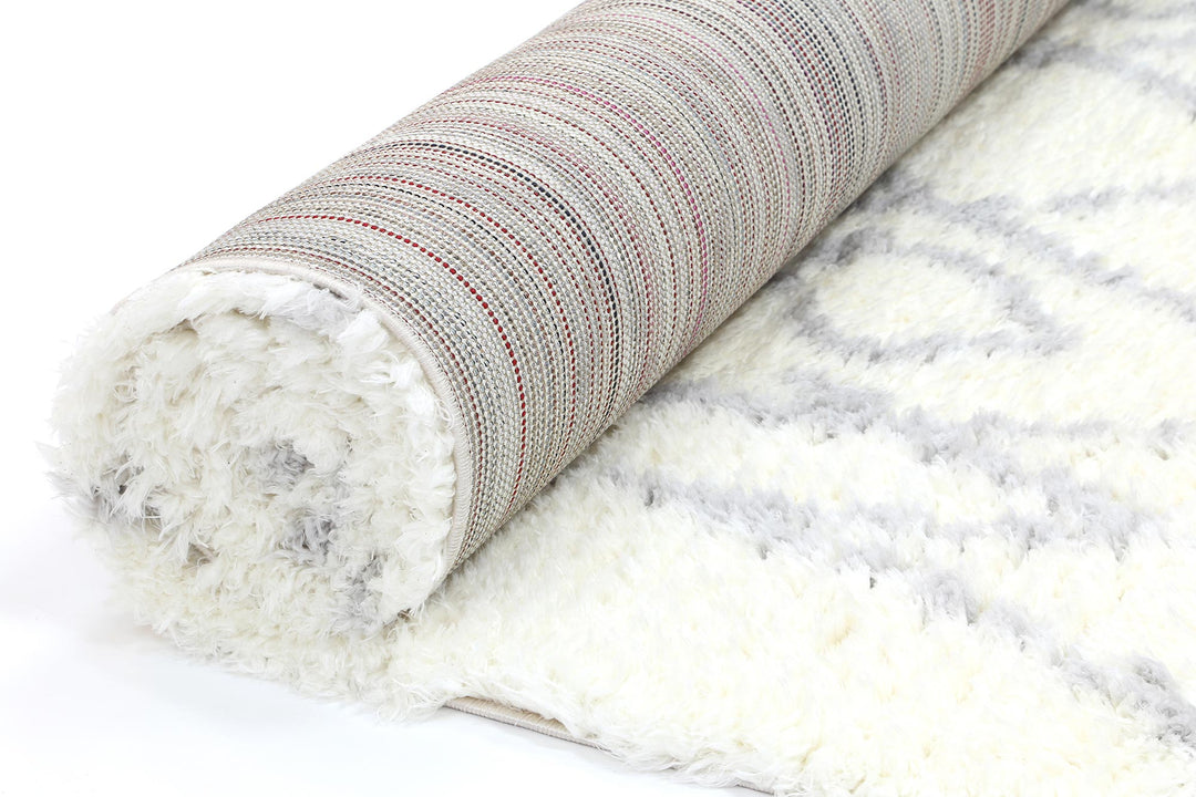 Moroccan Cream and Silver Fes Rug - 1909 695