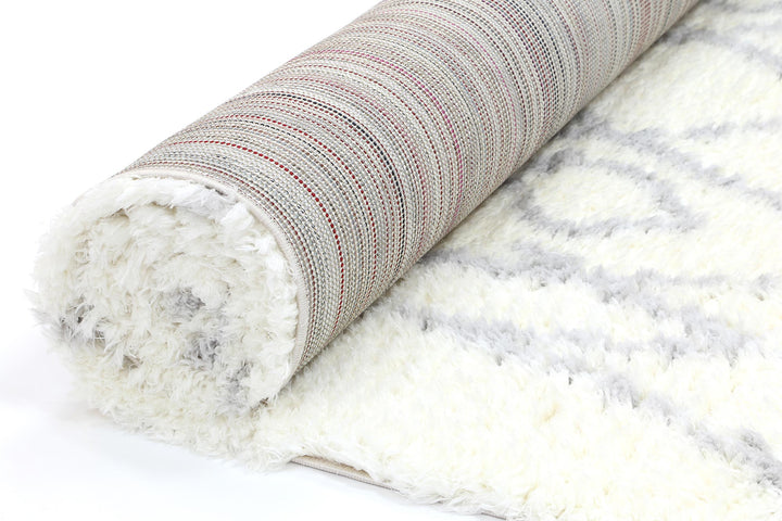 Moroccan Cream and Silver Fes Rug - 1909 695