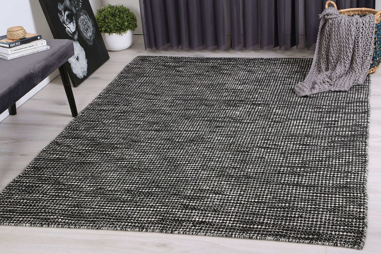 Nordic Black & White Reversible Wool Rug – Brand Ventures Pty Ltd