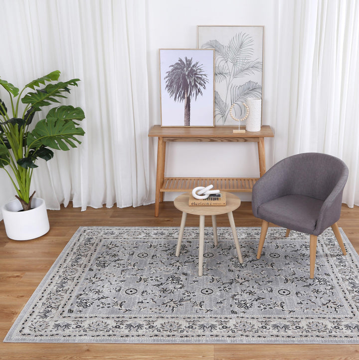 Oporto Hamburg Grey Traditional Soft Rug - OPOR10