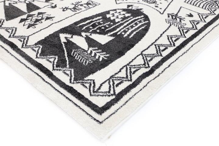Piccolo Black and White Kids Camping Adventure Kids Rug - 15925 960
