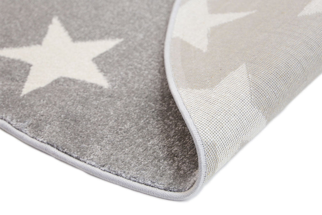 Piccolo Charcoal and White Stars Kids Round Rug - 1592795