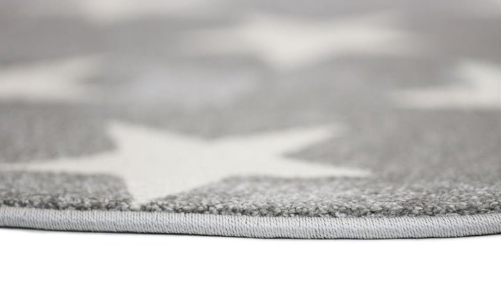 Piccolo Charcoal and White Stars Kids Round Rug - 1592795