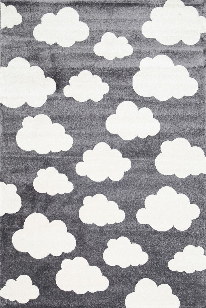 Piccolo Dark Grey and White Cloud Kids Rug - 1592 495