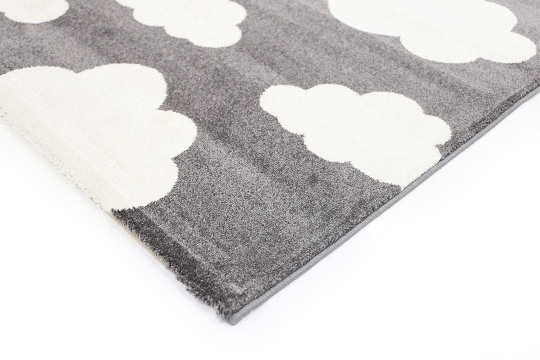 Piccolo Dark Grey and White Cloud Kids Rug - 1592 495