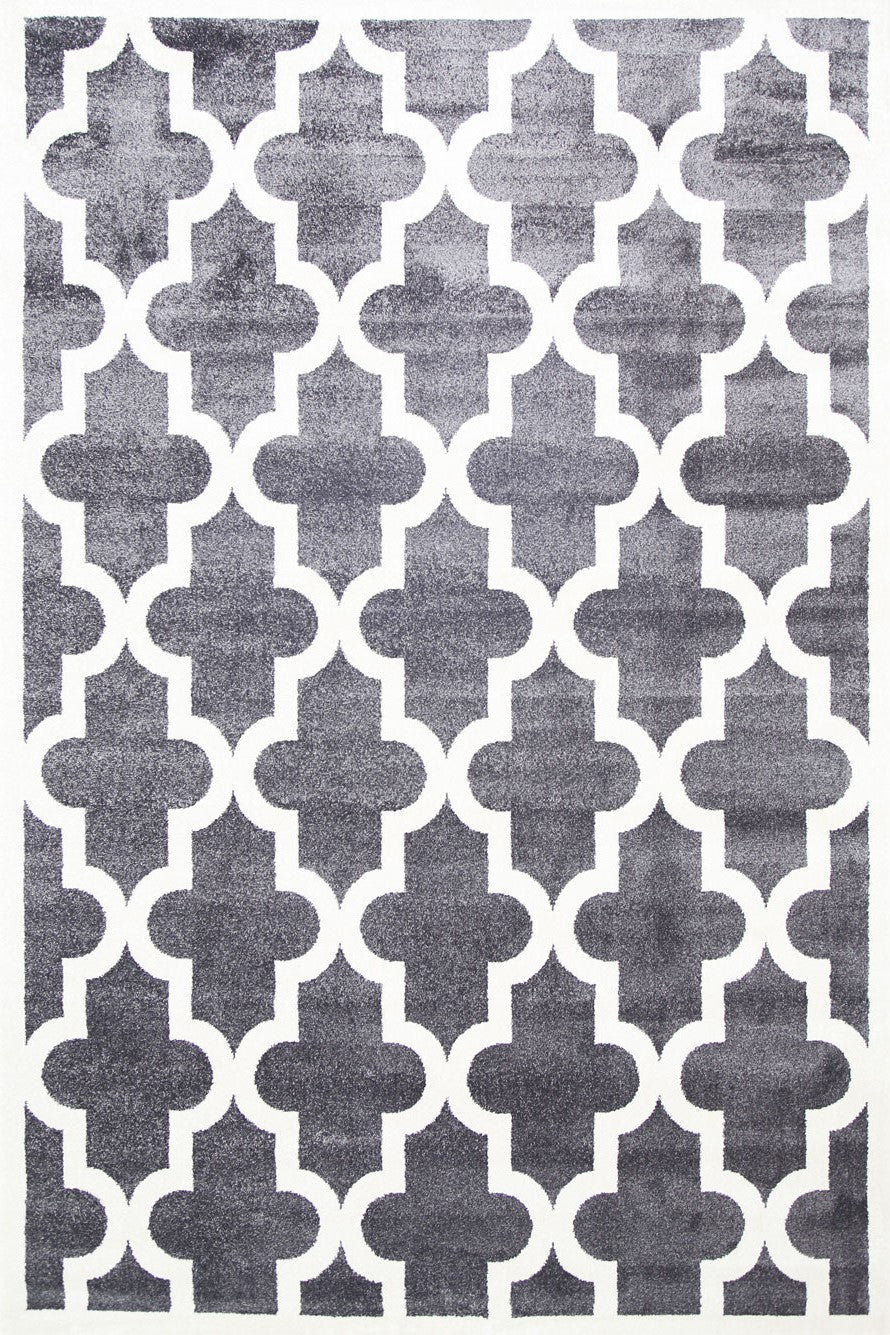 Piccolo Grey and White Lattice Pattern Kids Rug - 2051 895