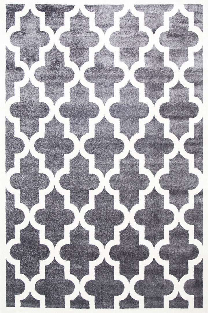 Piccolo Grey and White Lattice Pattern Kids Rug - 2051 895