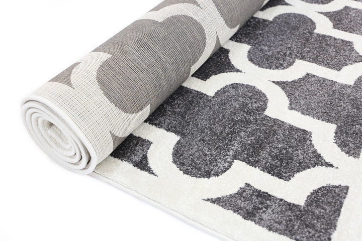 Piccolo Grey and White Lattice Pattern Kids Rug - 2051 895