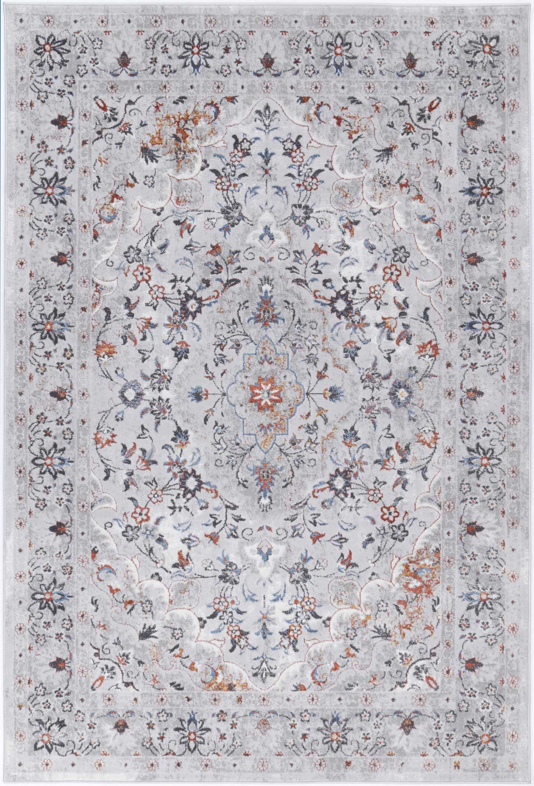Porto Ava Ivory & Red Traditional Rug - 01