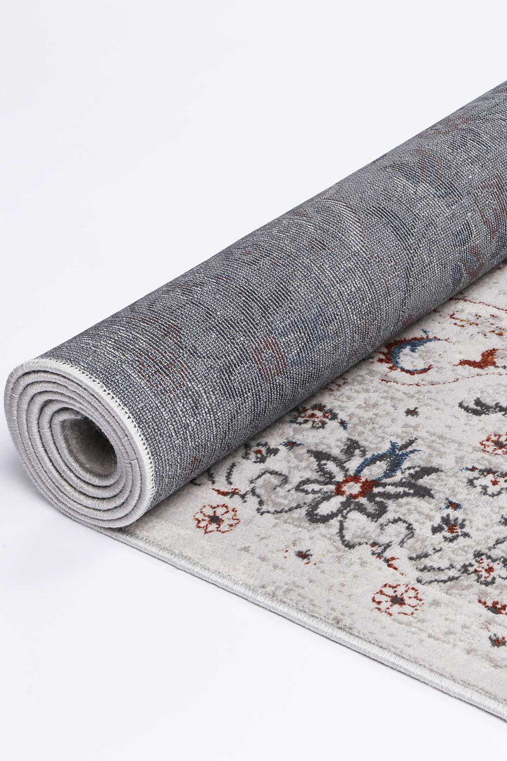Porto Ava Ivory & Red Traditional Rug - 01