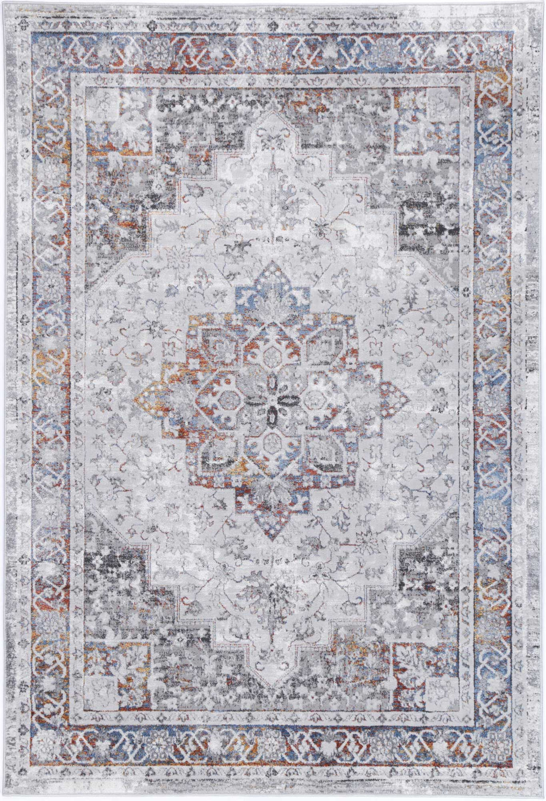 Porto Camila Grey & Blue Traditional Rug - 04