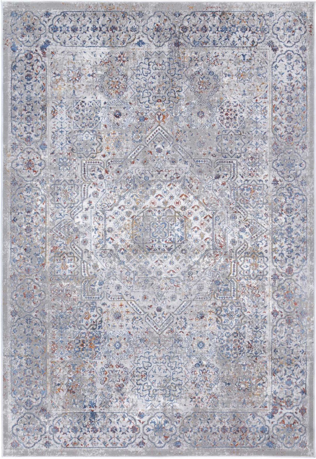 Porto Aurora Grey & Blue Traditional Rug - 14