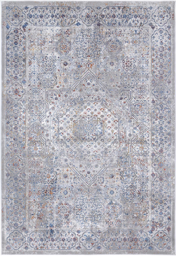 Porto Aurora Grey & Blue Traditional Rug - 14