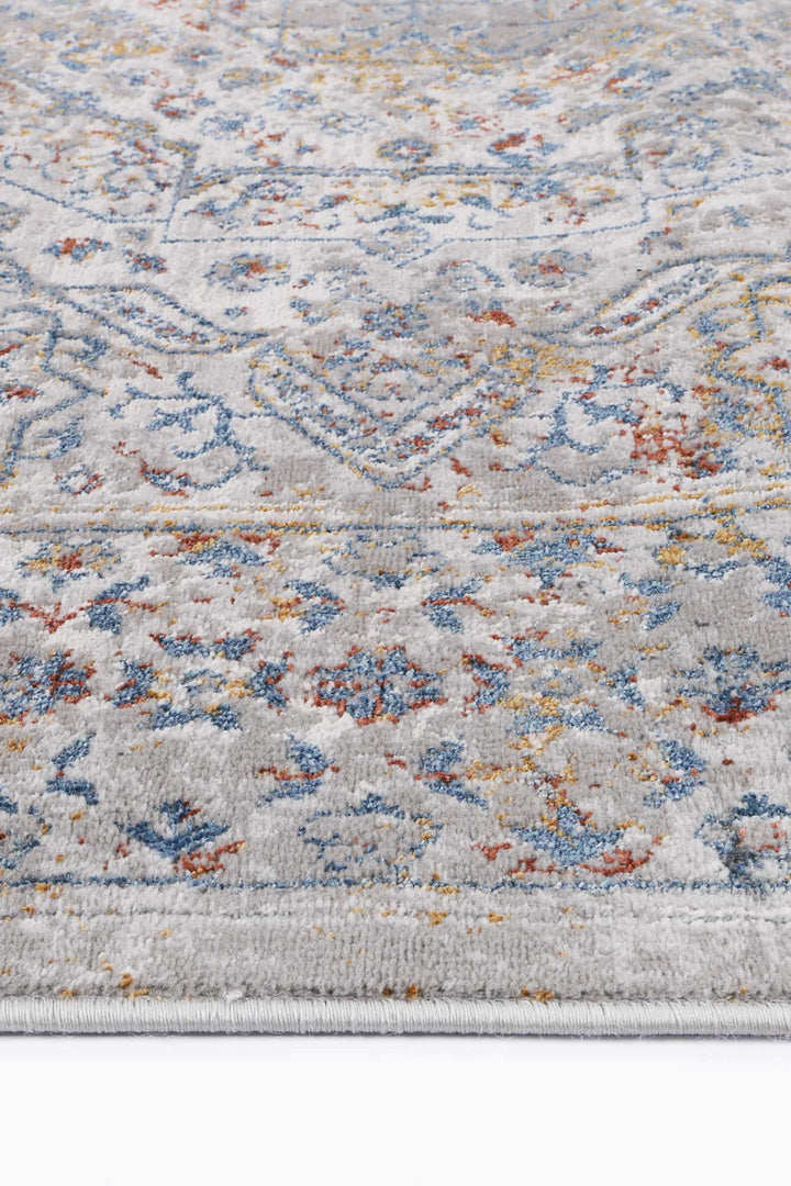 Porto Aurora Grey & Blue Traditional Rug - 14