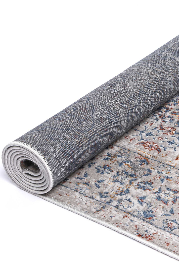 Porto Aurora Grey & Blue Traditional Rug - 14