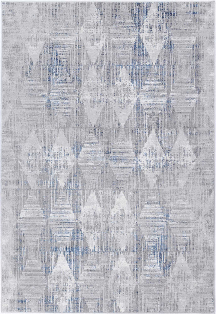 Porto Harlequinn Grey & Blue Geometric Rug - 16