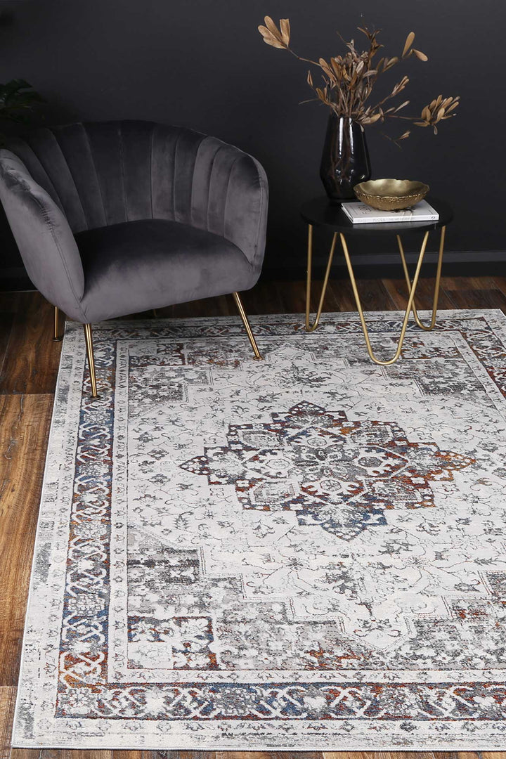 Porto Camila Grey & Blue Traditional Rug - 04