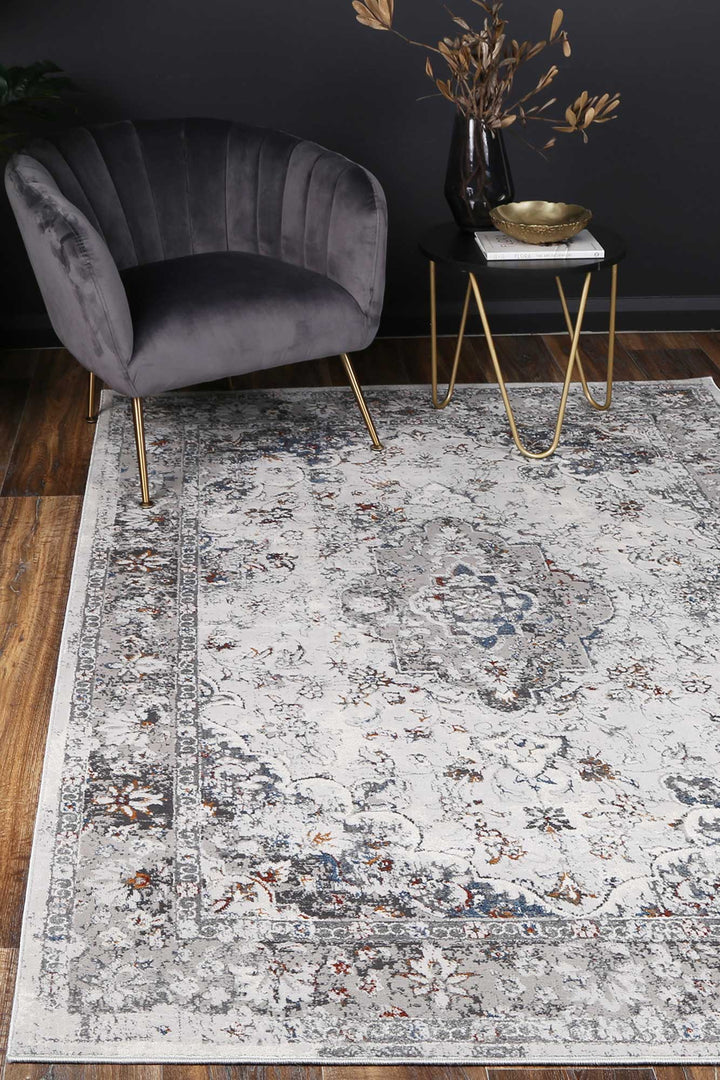 Porto Ava Ivory & Blue Traditional Rug - 07