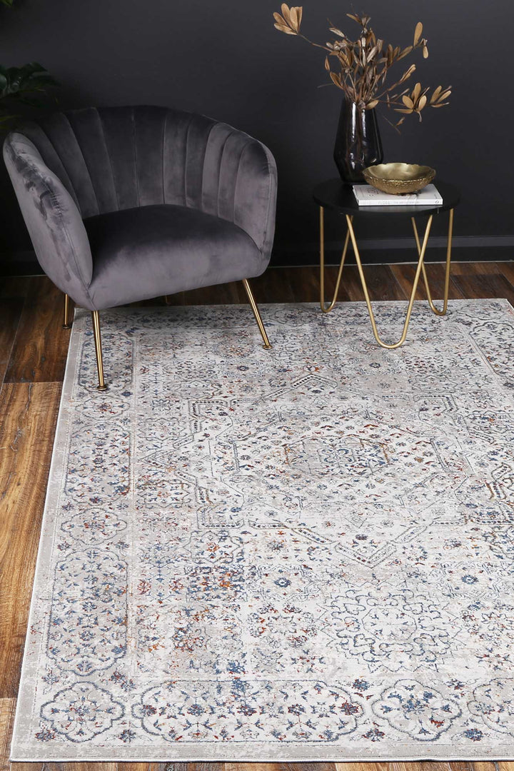 Porto Aurora Grey & Blue Traditional Rug - 14