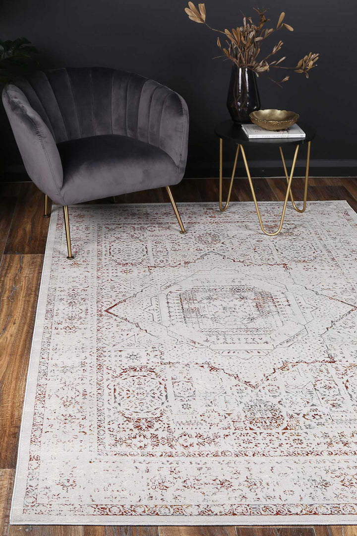 Porto Luna Cream & Red Traditional Rug - 19