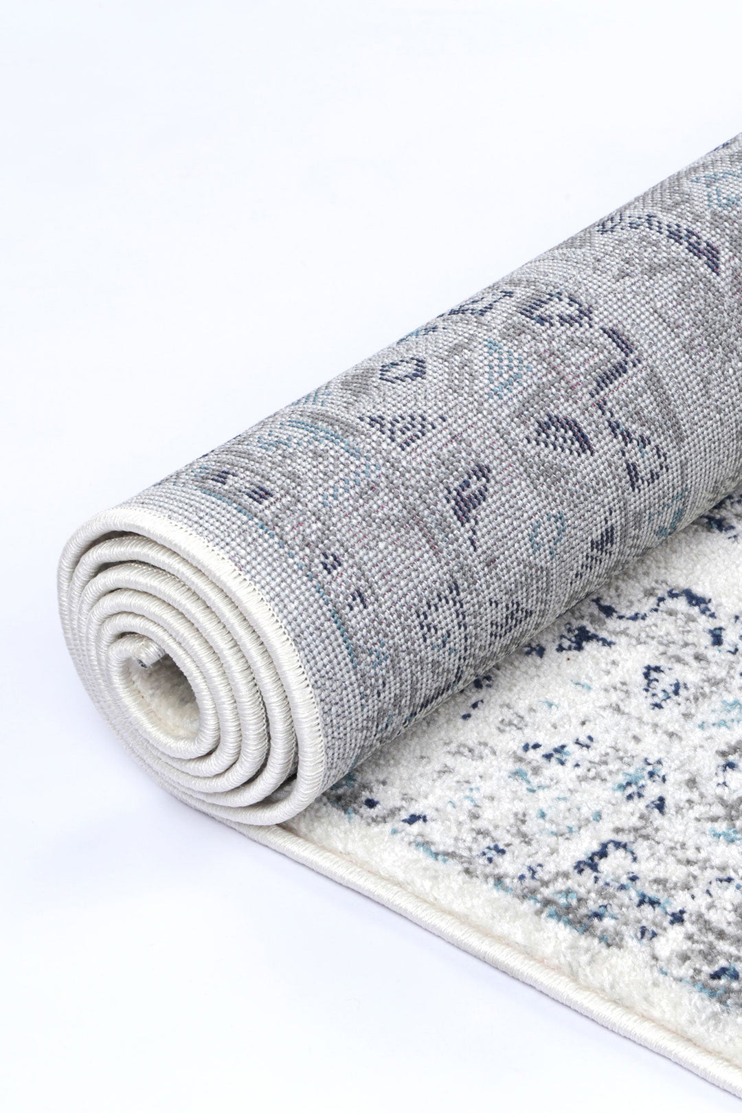 Provence Nimes Bue & Grey Traditional Rug - 014