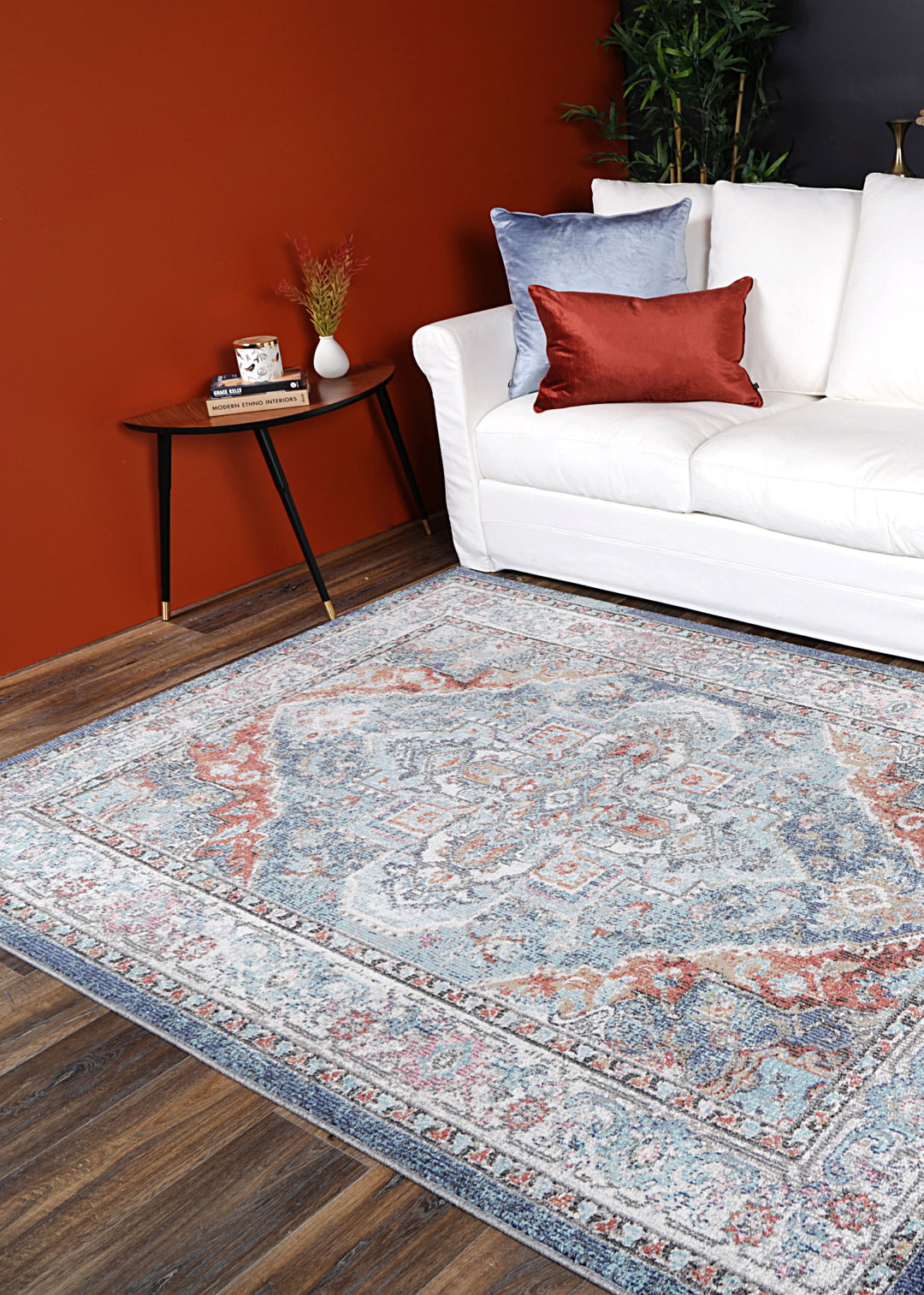 Salsa Maykel Blue & Terracotta Transitional Rug - SALS04