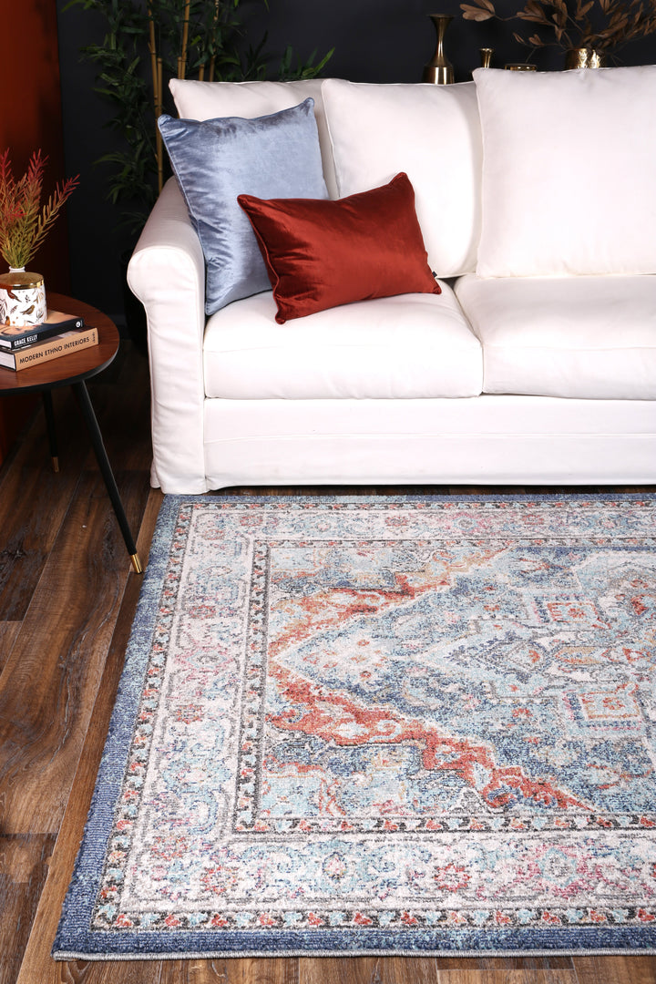 Salsa Maykel Blue & Terracotta Transitional Rug - SALS04