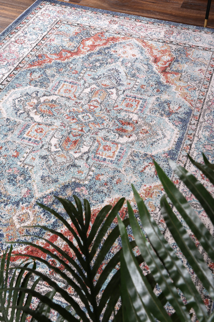Salsa Maykel Blue & Terracotta Transitional Rug - SALS04