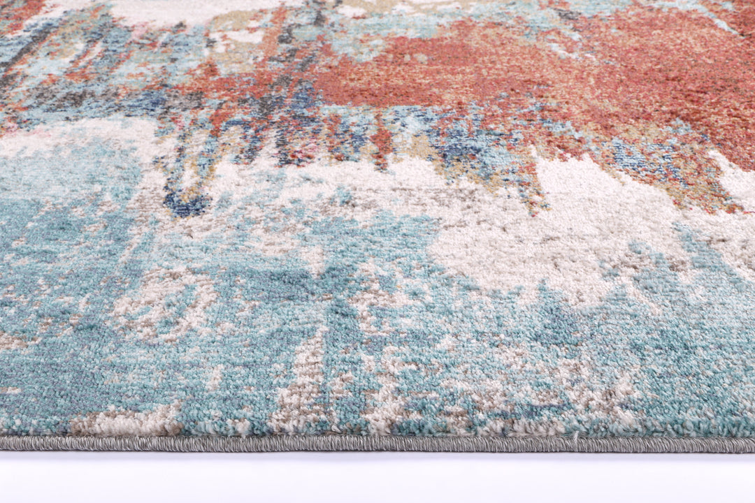 Salsa Jorge Blue & Terracotta Abstract Rug - SALS10