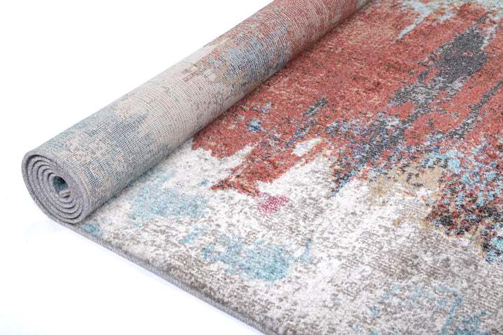 Salsa Jorge Blue & Terracotta Abstract Rug - SALS10
