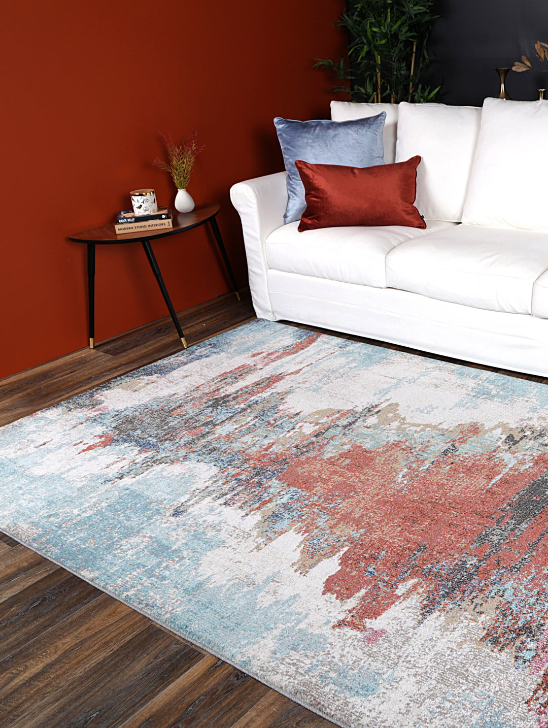 Salsa Jorge Blue & Terracotta Abstract Rug - SALS10