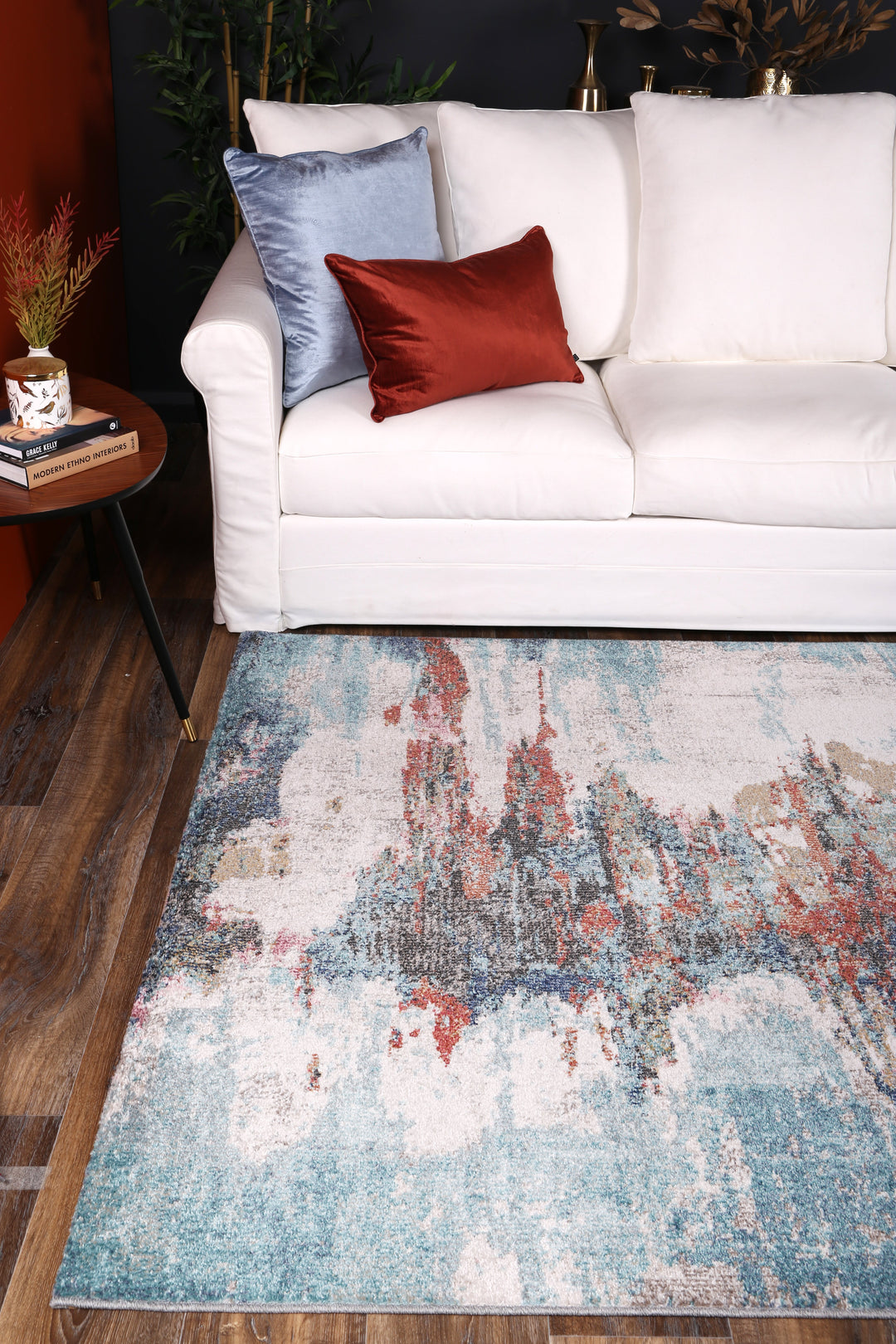Salsa Jorge Blue & Terracotta Abstract Rug - SALS10