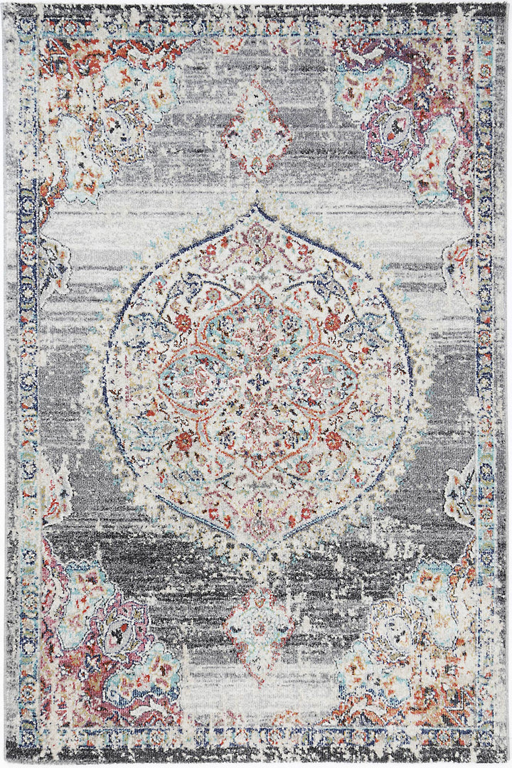 Salsa Hollow Medalion Transitional Grey Rug - 20042 095