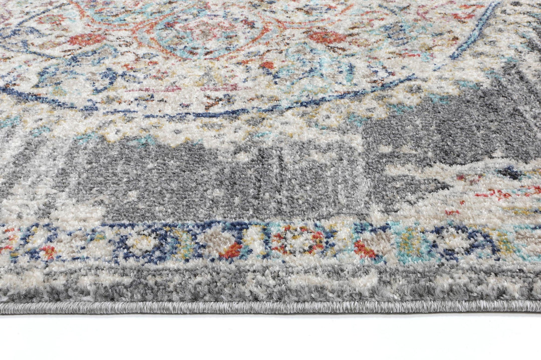 Salsa Hollow Medalion Transitional Grey Rug - 20042 095