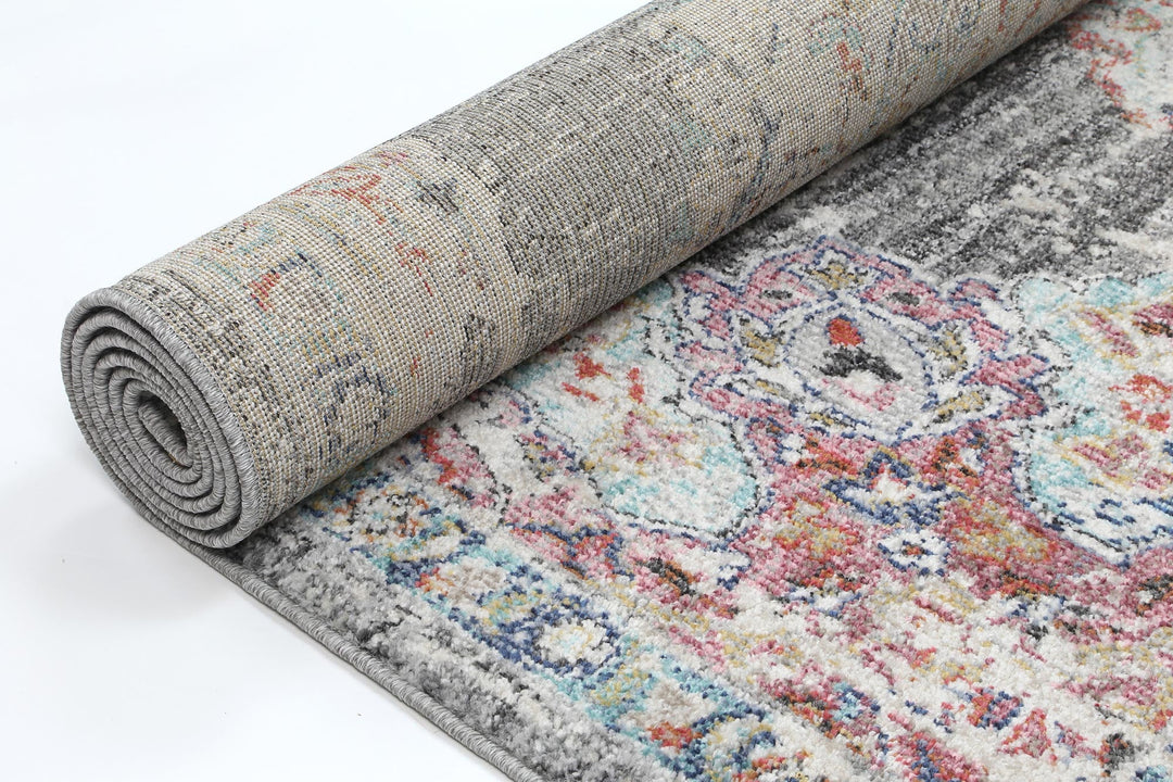 Salsa Hollow Medalion Transitional Grey Rug - 20042 095