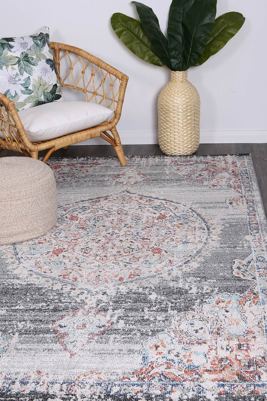 Salsa Hollow Medalion Transitional Grey Rug - 20042 095