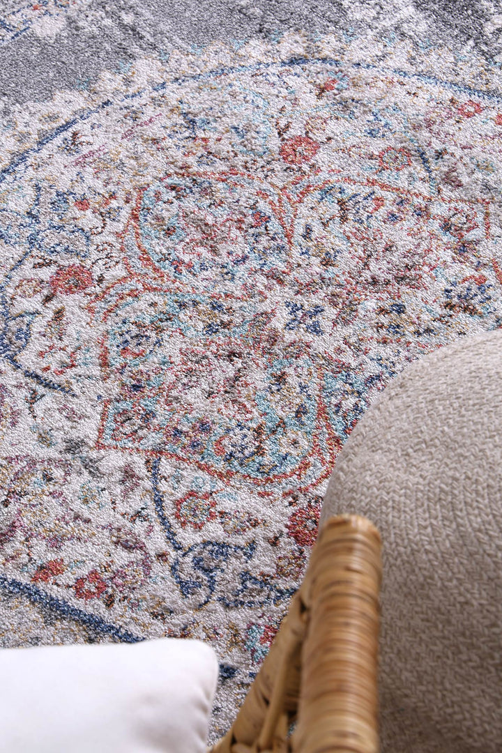 Salsa Hollow Medalion Transitional Grey Rug - 20042 095