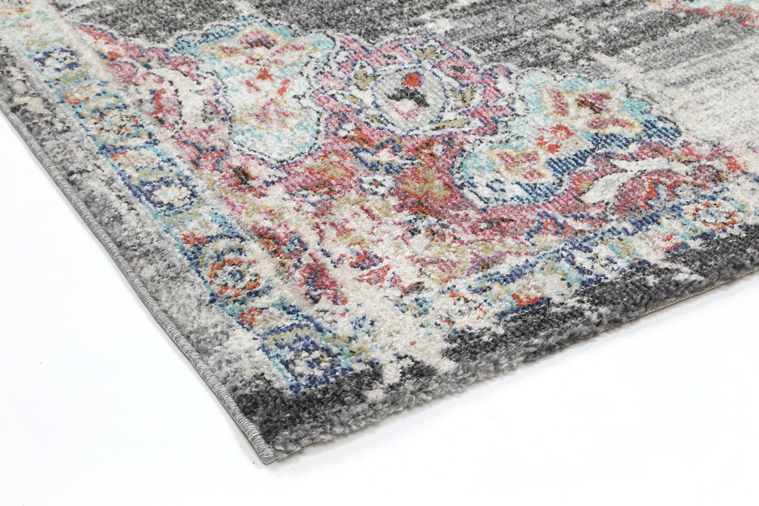 Salsa Hollow Medalion Transitional Grey Rug - 20042 095