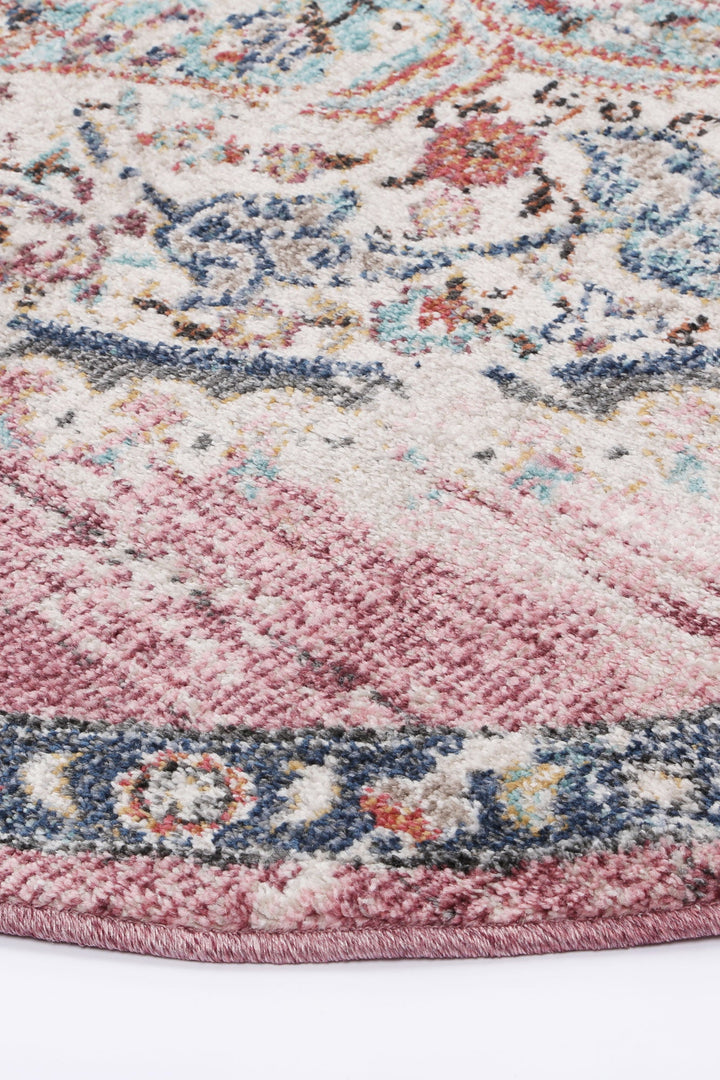Salsa Hollow Medalion Transitional Blush Round Rug 20042055 Brand