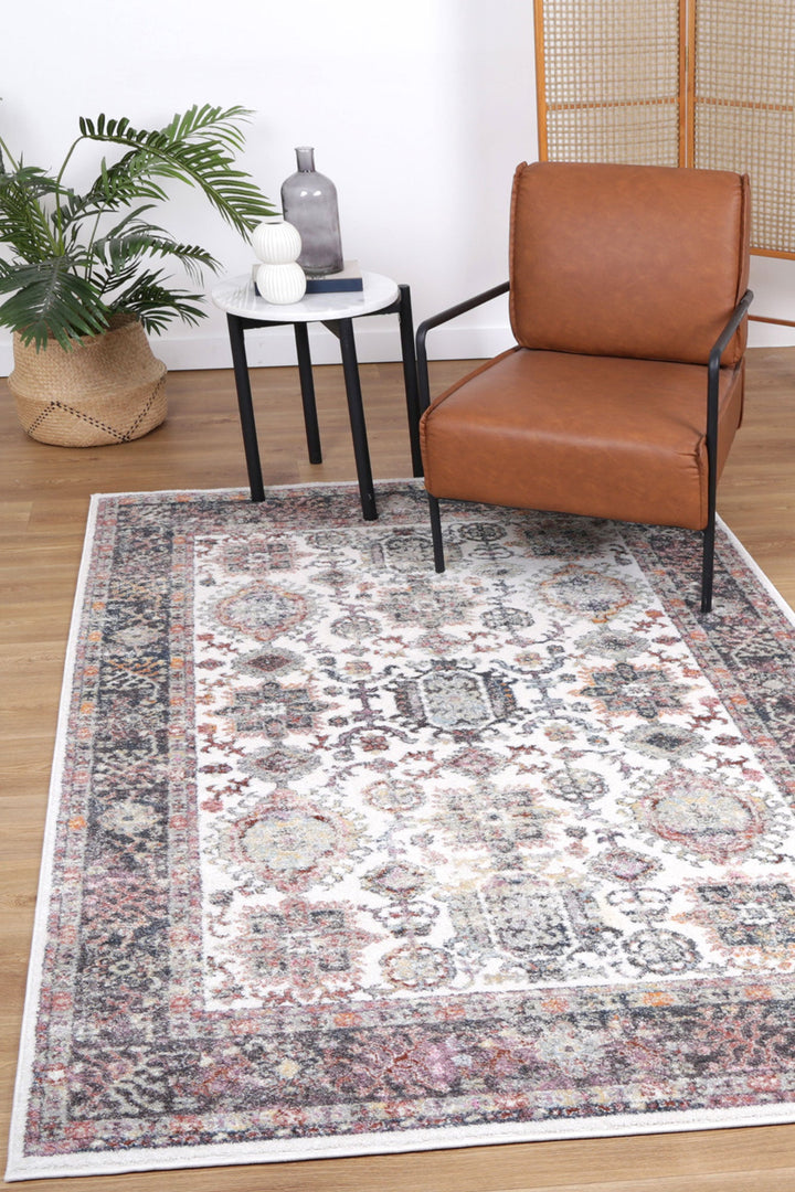 Santa Fe Camino Border Cream Rug - Sant05